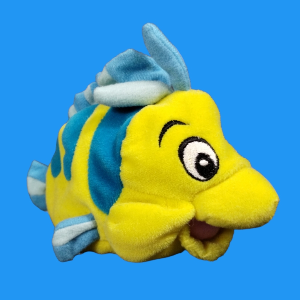 The Little Mermaid Flounder 7" Beanbag Plush, Disney, Yellow Fish Beanie